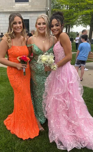 Bright orange Windsor prom dress thumbnail 1