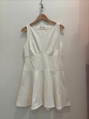 Reformation Dress Mayve Knit White Mini Size Large thumbnail 2