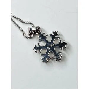 Silver 925 Simulated Fire Opal Snowflake 18" Necklace + Drop Earring Set Jewelry thumbnail 8