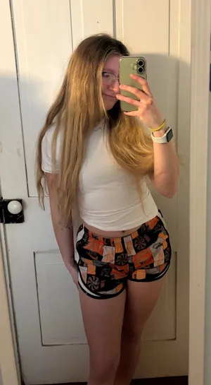 nike womens orange and black athletic shorts thumbnail 1