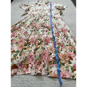 Figueroa & Flower Boho Shirt Dress Medium Beige Floral Cottagecore Retro Prairie thumbnail 14