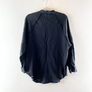 Aerie Pool To Party Long Sleeve Gauzy Tunic Button Down Shirt Black XS thumbnail 4