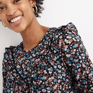 Madewell‎ Ruffle-Yoke Prairie Top in Spring Prairie Xs thumbnail 2
