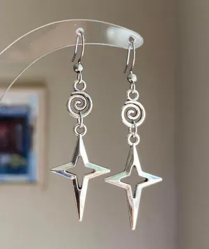 Handmade sparkle star & swirl grunge y2k street style dangle earrings💫🌀 thumbnail 1