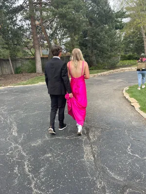 Dillards Pink Sparkly Corset Prom Dress thumbnail 2