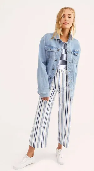 Free People Nobody Denim Monte Carlo Jeans new with tags stripe pattern y2k blue thumbnail 1