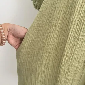 NEW Umgee Olive Green Swiss Dot Mini Dress Puff Sleeve MEDIUM Boho thumbnail 4