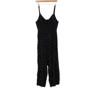 Old Navy Womens 2X Plus Black Polka Dot Wide Leg Jumpsuit Smocked Rayon thumbnail 5