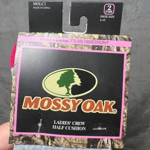 Mossy Oak‎ Ladies Crew Half Cushion Socks 6 Pairs Grey White Pink Purple 4-10 thumbnail 2