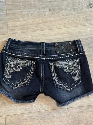 MISS ME Black Embellished Denim Cutoff Style Shorts Size 25 thumbnail 2