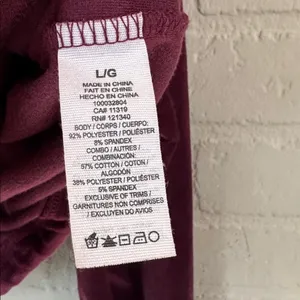 Garage velour cropped long sleeve hoodie Plush Burgundy large drawstring soft thumbnail 5