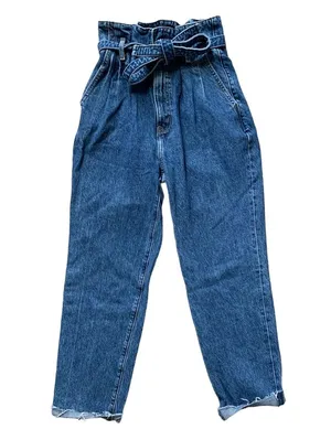 Abercrombie & Fitch Medium Wash Mom Jeans Tie Waist 00 24 thumbnail 1