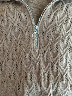 As U Wish nwt size small Brown Cable-Knit Half-Zip Sweater Dress thumbnail 2