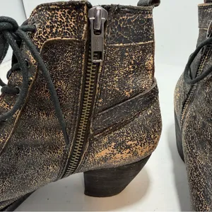 OTBT Floyd Distressed Crackle Leather Combat Boots Bronze Black Womens 7M thumbnail 10