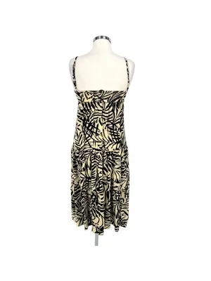 Patrons Of Peace Boho Tropical Leaf Print V-Neck Sundress Ivory Black Size XS thumbnail 8