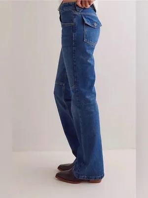 NWT Free People We The Free Flora Low-Rise Bootcut Jeans ~ Bourbon blue ~ 31 thumbnail 4