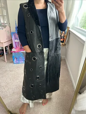Sheep skin leather long vest. M thumbnail 12
