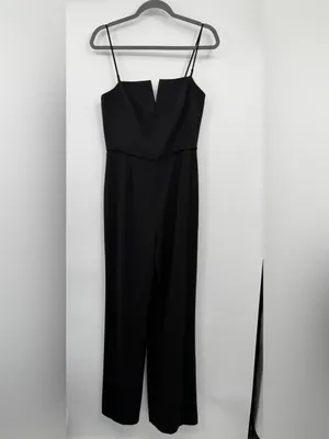 WAYF Spaghetti Strap Wide Leg Jumpsuit Womens M Black V Neck Formal thumbnail 3