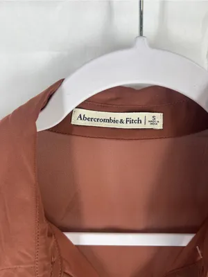 Abercrombie & Fitch Sheer Chocolate Brown Chiffon Button Down Blouse Size S thumbnail 3