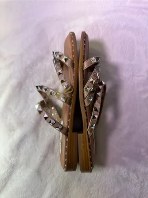 Steve Madden Nude Studded Triple-Strap Slide Sandals thumbnail 7