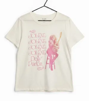 Old Navy Dolly Parton Jolene Graphic T-Shirt Women's Medium White Country Music thumbnail 1