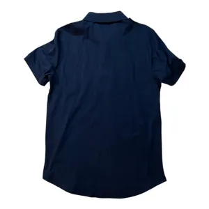 Five Four Darnell Shirt Short Sleeve Polo Medium Navy Blue Red Stripe Cotton Golf thumbnail 2