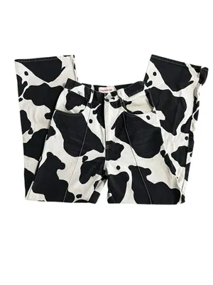 Lisa Says Gah Robyn Cow Print High Rise Straight Leg Jeans 26 thumbnail 4