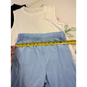 SHEIN Women's Black White Tank Tops‎ & Blue Biker Shorts Set Size M L short S thumbnail 5