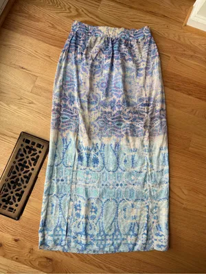 Maeve Anthropologie 100% Silk Paisley Maxi Skirt Double Slit Size Small thumbnail 4