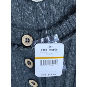 NWT Free People Around The Clock‎ Henley S Charcoal Ribbed Stretch Minimalist thumbnail 5