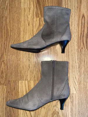Apostrophe Brown Suede Ankle Booties Boots Women’s 8.5m Kitten Heel Side Zip thumbnail 4