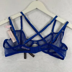 Victorias Secret Very Sexy Blue Fishnet Mesh Strappy‎ Low Cut Demi Bra Large NEW thumbnail 10