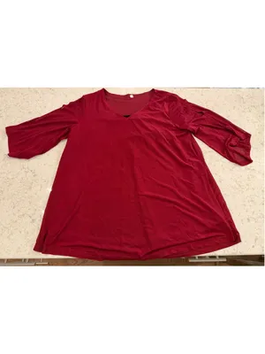 NEW Ruffle 3/4 Sleeve Chiffon Tops V Neck 2 Layers Blouse M thumbnail 4