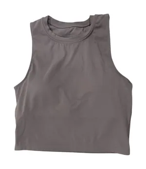 Women's Sleeveless High Neck Padded Cropped Tank Top - purple/Gray thumbnail 1