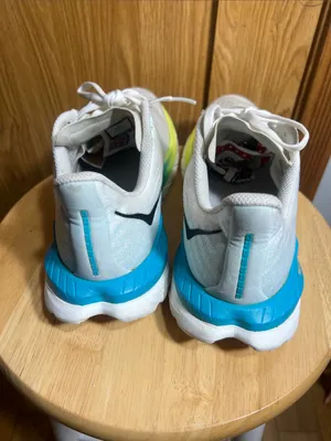 Hoka White Athletic Shoes with Yellow and Teal Accents thumbnail 3