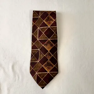 Robert Talbott Studio Mens Tie Geometric Brown Multicolor Necktie Vintage Cravat thumbnail 8