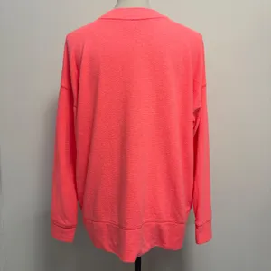 Aerie Sweatshirt Small Neon Coral Oversized Textured Terry Pullover Beach thumbnail 5