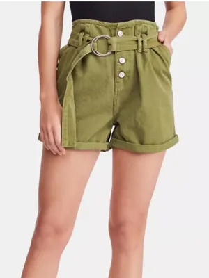 Free People‎ Cindy Utility Shorts Belted Green Cotton Size 4 thumbnail 1