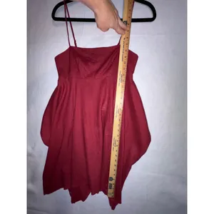 Urban Renewal Linen Ecovero Hanky‎ Hem Mini Dress Red XS festival concert boho thumbnail 10