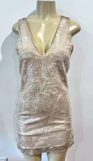 A New Day Women's A-Line V-Neck Mini Sequins Party Dress Sz XS Party thumbnail 1