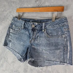 American Eagle Shorts Womens 6 Blue Sparkly Bedazzled Booty‎ Short Hot Pants thumbnail 3