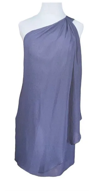 JJ's House Dress Women Size 6 Purple Stormy One Shoulder Chiffon ‎ Sheath Dress thumbnail 1