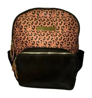 Petunia Pickle‎ Bottom Leopard Diaper Bag Backpack Black Brown Travel thumbnail 1