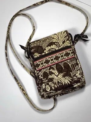 Vera Bradley Mini Hipster Crossbody Brown Imperial Toile Retired Quilted Bag thumbnail 3
