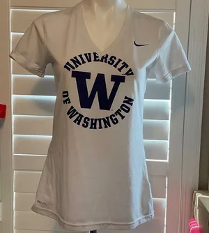 Nike Women's White and Blue University of Washington Tee thumbnail 1