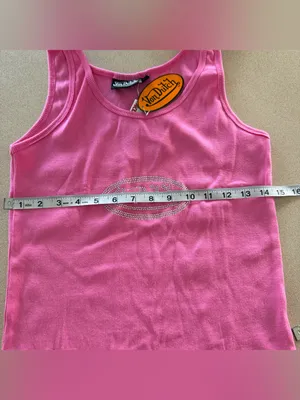 Von Dutch Hot Pink Rhinestone Logo Ribbed Tank size X-Large thumbnail 7