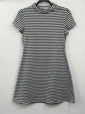 Free People Beach On‎ The Line Ponte Dress Small Gray White Stripe Mini thumbnail 2