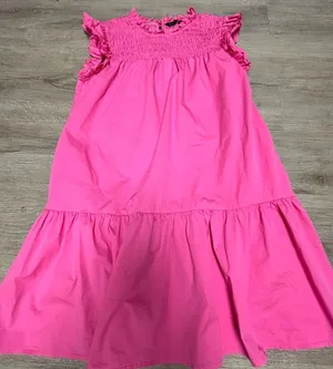 Strut & Bolt Hot Pink Southern Prep Smocked Ruffle Tiered Mini Dress Size Medium thumbnail 1