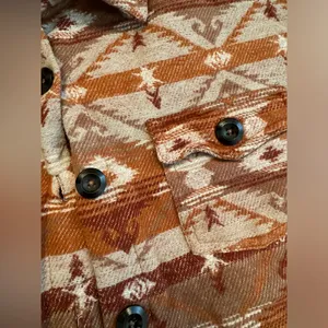 ROCK & ROLL Denim Southwestern Western Jacquard Shacket Shirt Jacket Medium $80 thumbnail 12