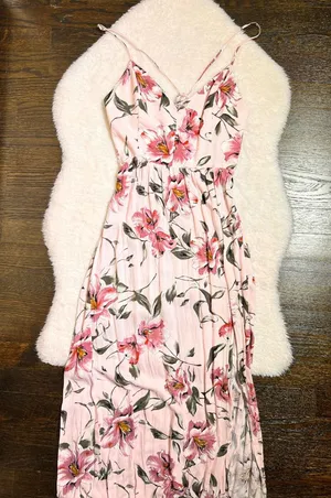 Forever 21 Pink Floral Strappy V Neck Maxi Dress Extra Small thumbnail 1
